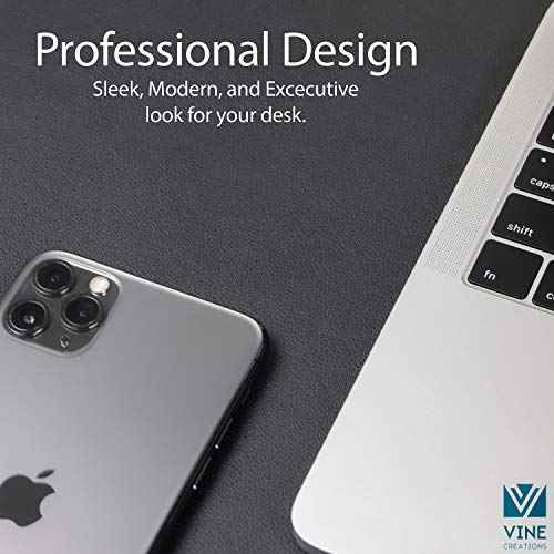 Vine Creations Leather Desk Mat Large 44" x 22", Desk Protector Mat, PU Leather Desk Pad, Large Mouse Pad, Desk Blotter, Desk Pads on Top of Desks, Desk Matt for Desktop, Office Desk Mat (Black)