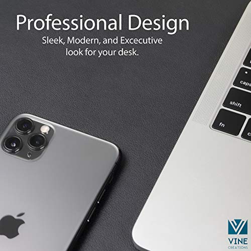Vine Creations 36x20 Inch Black Leather Desk Pad - Waterproof Reversible Office Mat