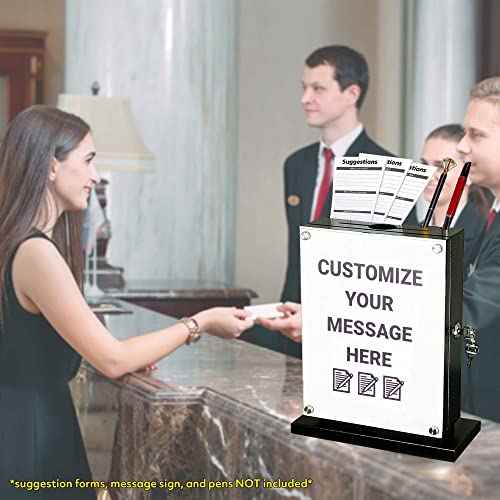 Large Suggestion Box With Slot and Lock - Metal Wall Mounted Ballot Box, Donation Case, Safe Lock Tip Jar For Fundraising, Hotel, Bar and School Voting Use (Black, 10'' x 4.75'' x 12.5'')