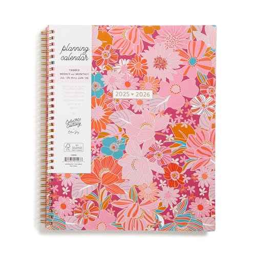 Blue Sky Color Me Courtney 2025-2026 Academic Year Weekly and Monthly Planner Calendar, July 2025 - June 2026, 12-Month, 8.5" x 11", Flexible Cover, Wirebound, Laminated Tabs, Storage Pocket, Bloom Pink