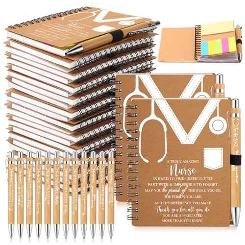 Jetec 24 Set 2025 Nurse Practitioner Week Gifts Bulk Nursing Appreciation Kraft Spiral Notebooks with Sticky Notes Pens for Women Men Medical Staff Healthcare Coworker Office Supplies (Nurse Style)