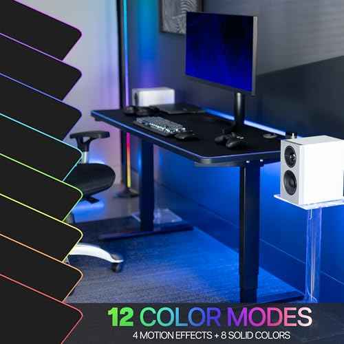 VIVO Large 60 x 24 inch Full Size Desk Pad with RGB Lighting for Office Ambience and Immersive Gaming, Oversized Mouse Pad Table Top Cover, 12 Color Modes, Non-Slip Base, Black, DESK-PAD60-24