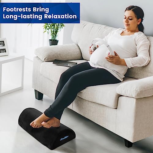 CloudBliss Black Large Ergonomic Under-Desk Foot Rest for Office & Work