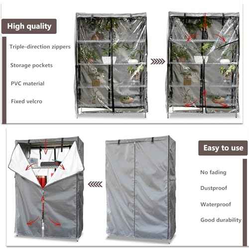 okcool Waterproof Shelf Cover,600D Heavy Duty Wire Shelving Unit Cover,Shelf Display Rack Protector Cover with Zipper,One Side See Through Panel.(Grey,Fits 48" Wx18 Dx72 H Shelves)