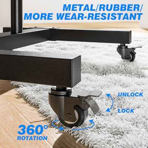 Rfiver Mobile TV Cart Rolling TV Stand for 32-83 Inch Screens up to 110lbs, Portable TV Stand on Wheels with Height Adjustable Shelf, Outdoor TV Stands Mount for Home Office MAX VESA 600x400mm, Black