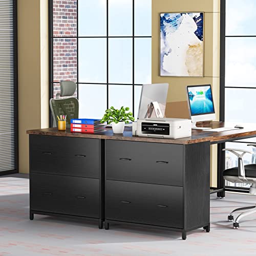 Tribesigns 2-Drawer File Cabinet – Wood Lateral Printer Stand, Black & Brown