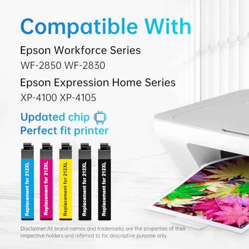 LEMERO Remanufactured Replacement for Epson 212XL Ink Cartridges Combo Pack for Expression XP-4100 XP-4105 Workforce WF-2830 WF-2850 Printer (2 Black Cyan Magenta Yellow, 5-Pack)