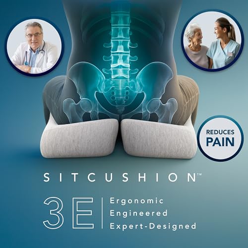 Pressure Relief Seat Cushion for Tailbone Pain - X Large Office Chair Cushion for Back Pain, Coccyx & Sciatica Pain Relief Pillow. Memory Foam Seat Cushions for Office Chairs. Extra Cover (Black)