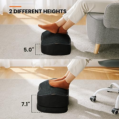 ErGear Foot Rest for Under Desk at Work - Adjustable Foot Rest with Breathable Washable Cover, Ergonomic Memory Foam Foot Rest for Home, Office Footrest of Latex-Like Slow-Bouncing Memory Sponge