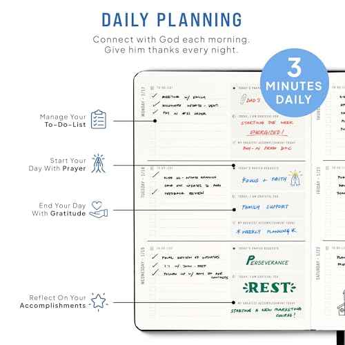 2025 Christian Planner, Bible Planner & Prayer Journal | Daily Christian Planner 2025 For Women & Men with Weekly & Monthly Planning | 12 Month A5 Size | Faith Planner (Blue)