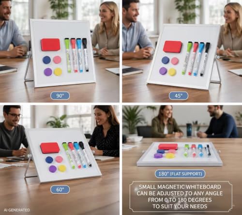 10x10 Inch Magnetic Whiteboard with Stand - Small Dry Erase Board for Office & Home