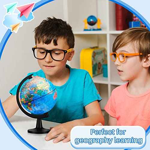 Meooeck 12 Pcs World Globe with Stand 4.6 Inch Geographic World Globe Bulk for Kids Students Learning Educational Classroom Desk Table Decoration, Blue