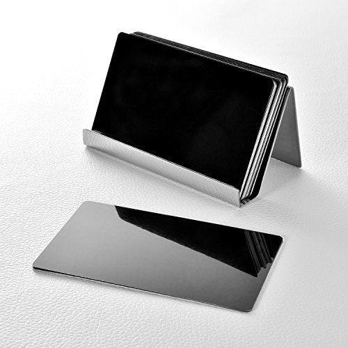 Maxdot Silver Stainless Steel Business Card Holders Set of 2