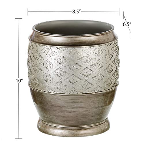 Creative Scents Dublin Silver Small Bathroom Trash Can with Lid 1.26 Gal / 4.8L - Brushed Silver Garbage Can - Decorative Waste Basket for Bathroom Decor - Durable Wastebasket for Paper/Diaper