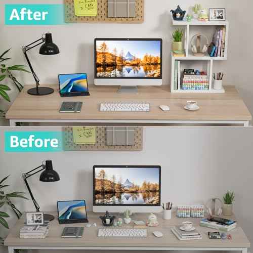 Desktop Bookshelf for Top of Desk Shelf - White Table Bookcase 3-Tier Shelves Storage Small Book Organizer Hutch for Dorm Office College