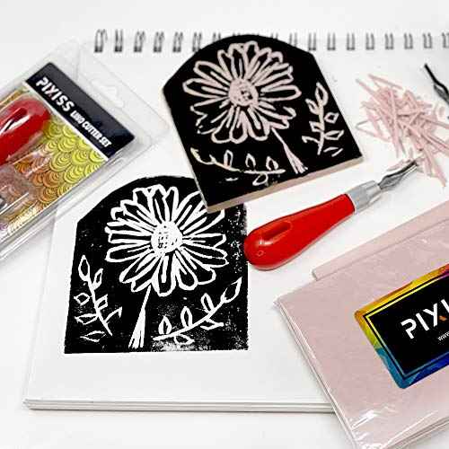 Rubber Block Stamp Carving Blocks Stamp Making Kit with Cutter Tools, 12-Pack Carving Rubber Stamps for Printmaking, Printing and More