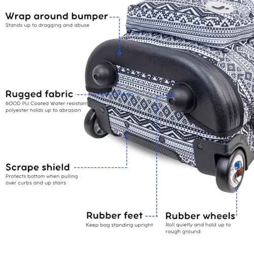 J World New York Sundance Rolling Backpack Girl Boy Roller Bookbag, Tribal, One Size