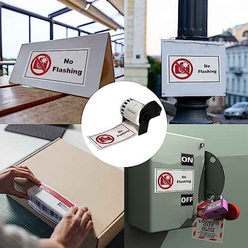 BETCKEY - Black/Red on White Continuous Labels Replace for Brother DK-2251 (2-3/7" x 50'), Use with Brother QL-800, QL-810W, QL-820NWB Printers [6 Rolls]