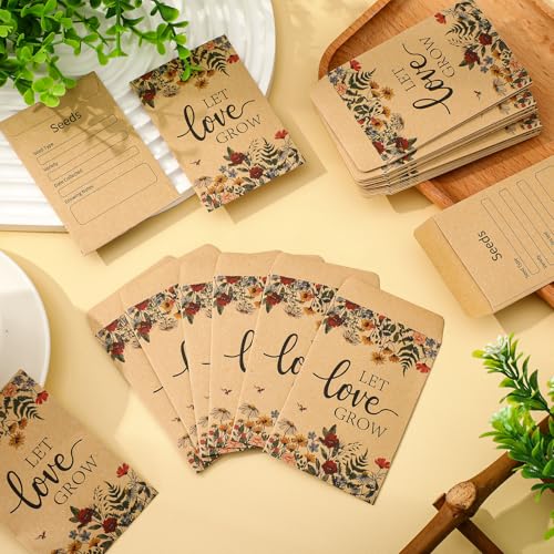 Wedding Seed Packets 100 Pcs Self-Adhesive Wildflower Envelopes - Let Love Grow