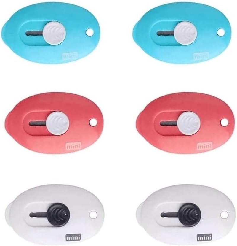 Mini Retractable Utility Knife Box Cutter Letter Opener Keychain 6pcs