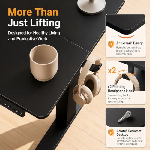 Claiks Electric Standing Desk 32x19 Inch Black - Adjustable Sit-Stand Workspace