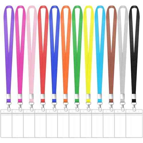 12 Pack Cruise Lanyard with ID Card Holder Colorful Lanyard with Waterproof ID Badge Holder (12 Colors)