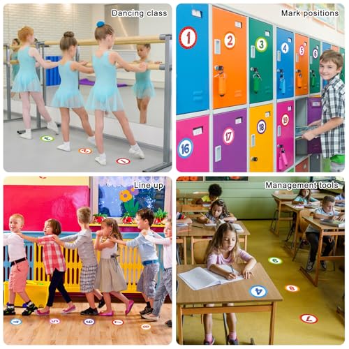 FaCraft Rainbow A-crayon Classroom Line Up Spots - 36 Pastel Floor Stickers