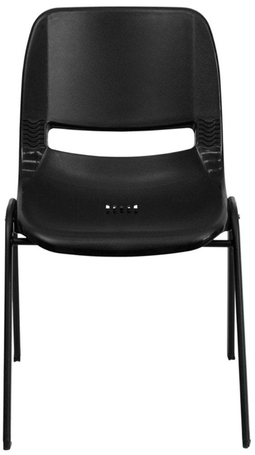 Flash Furniture HERCULES Series 661 lb. Capacity Black Ergonomic Shell Stack Chair with Black Frame and 16'' Seat Height