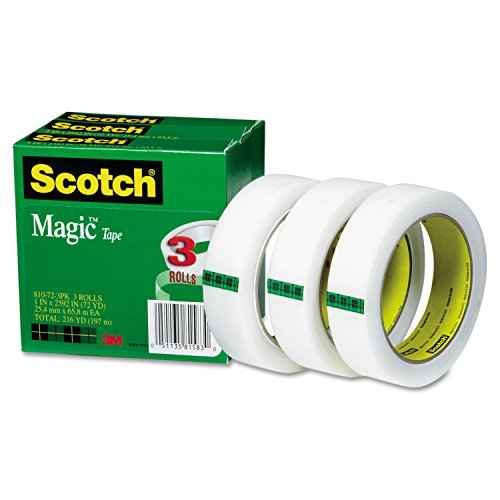 Scotch 810723PK Magic Tape Refill, 1-Inch x 2592-Inch, 3-Inch Core, 3/Pack