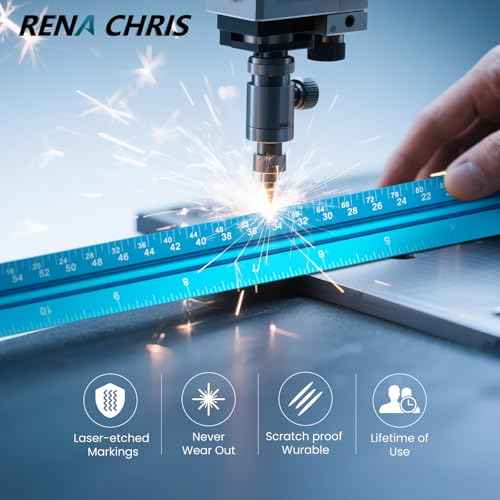 Rena Chris Architectural Scale Ruler: 12" Imperial Aluminum Alloy Metal Architecture Measuring Tools, Engineering Drafting Construction Drawing Blueprints Triangular Architect Scaling Rulers 12 Inches