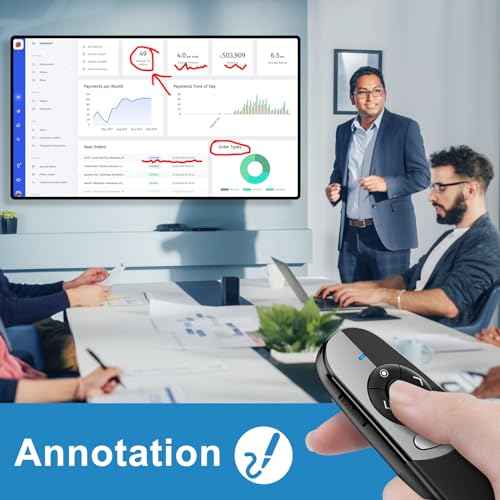 2 in 1 USB Type C Spotlight Presentation Clicker, Advanced Digital Highlighting Magnifier Wireless Presenter for for LED LCD, 2.4GHz PowerPoint Presentation Remote