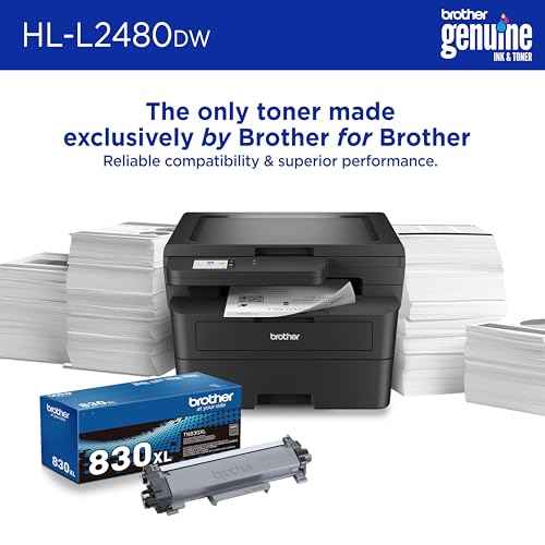 Brother HL-L2480DW Wireless Compact Monochrome Multi-Function Laser Printer with Copy and Scan, Duplex, Mobile, Black & White | Includes Refresh Subscription Trial(1), Works with Alexa