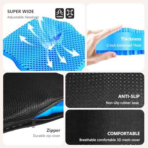 Seat Cushion, Gel Wheelchair Seat Cushion Chair Pad Cushion, Relieve Sciatica, Back, Coccyx, Pressure Sore and Ulcer Pain, Wheelchair Accessories with Waterproof Mesh Fabric