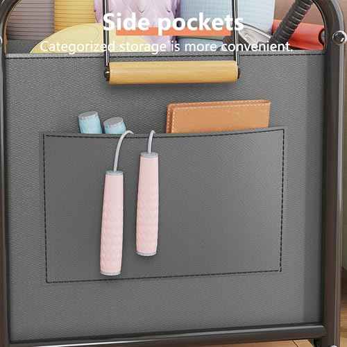 Children's toy Organizer With Wheels for Bedrooms, toy Rooms, Playrooms can hold toys, Books, Clothes, Snacks with 360¡Æ Steering Wheels Metal and Oxford Cloth toy Boxes£¨Gray Large size£©