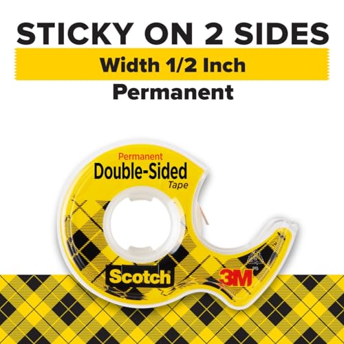 Scotch Double Sided Tape with Dispenser 0.5 in x 250 in - 1 Roll (Variation 1)
