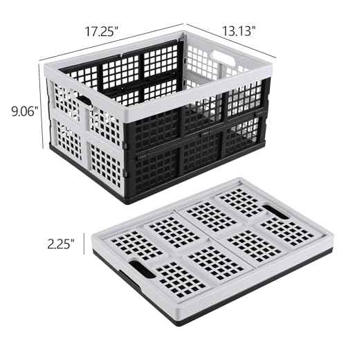 34 L Plastic Stackable Collapsible Crate, 4 Packs