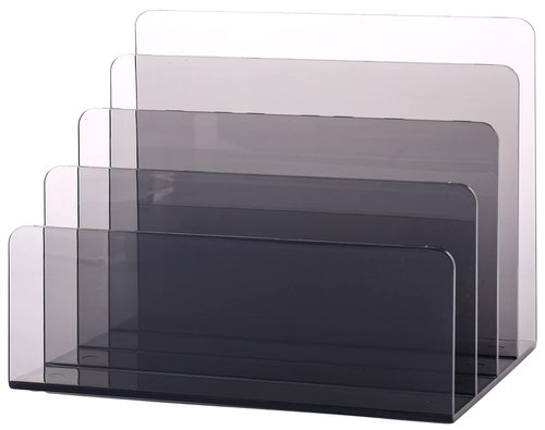 Sooyee 4 Compartment Acrylic File Organizer Holder Folder Organizer for Desk,Office Decorations for Work,Clear Black