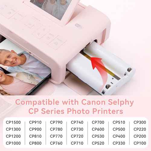 Compatible with Canon Selphy CP1500 CP1300 Ink and Paper, 4x6 Inch KP-108IN KP108 for Selphy CP1500 CP1300 CP1200 CP1000 CP910 CP900 CP810, 100mm x148 mm (3 Ink +108 Sheets Photo Paper)