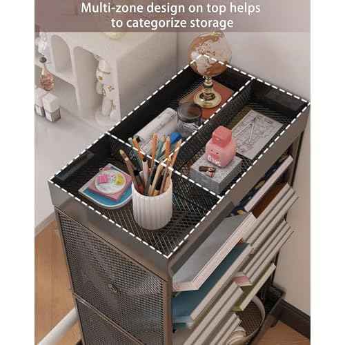 UMDONX Rolling Book Cart Double-Sided Large Capacity Bookshelf on Wheels for Home, Office, Classroom ? Holds A4, Letter, and Legal-Size Documents