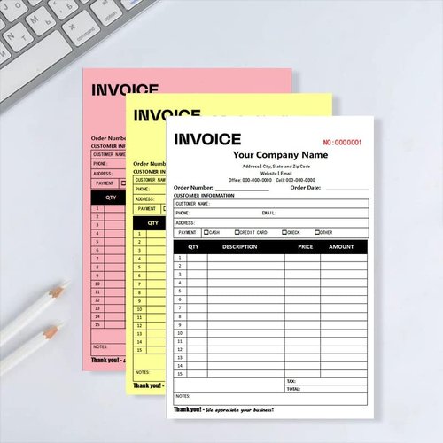 Custom Invoice Form with Your Company Name,Personalized Carbonless Sales Invoice Books Small Business Add Address,Phone and Number (Invoice-A+Logo, 2-Part [White/Yellow])
