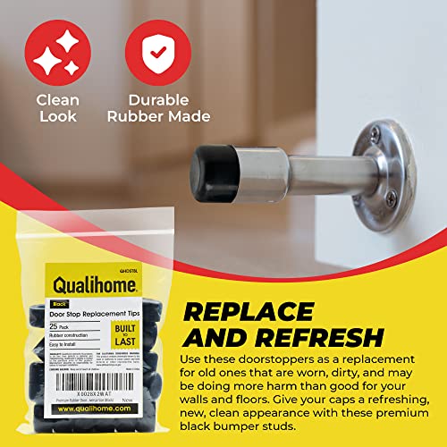 Premium Rubber Door Stop Cap – Universal Hinge & Wall Protectors, 5/8" OD 1/4" ID, Black