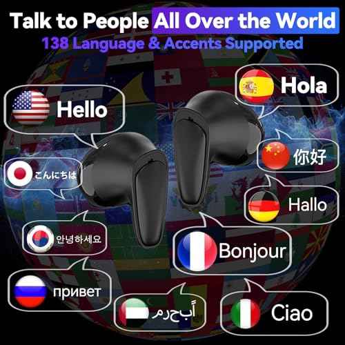 B28 Translation Earbuds - Language Translator Device, Traductor de Voz Instantaneo, Instant Voice Earbud Translator in Real Time, Aud?fonos Traductores de Idiomas, Offline Mode (Black)