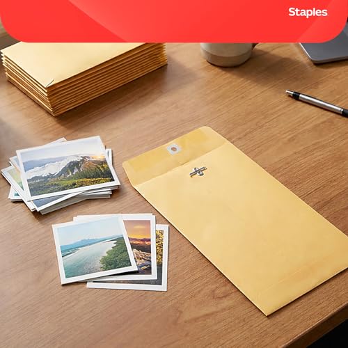 Staples Kraft Clasp Envelopes 6x9 Brown Reinforced Metal Closure 100/Box