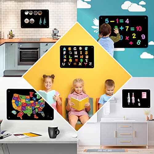 2Pack Black Magnetic Board,17.5" x 11.4" Magnet Bulletin Board to Display Magnetic Notes, Poetry, Photos, Suitable for Wall, Refrigerator, Cabinet etc, Come with 8 Pcs Dual Lock Tape and Screws