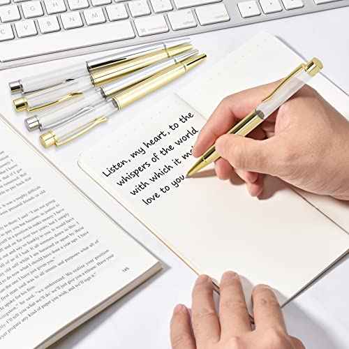 28 Pack Colorful Empty Tube Floating DIY Pens, with 12 Kinds of Dried Flowers Building Your Favorite Liquid Sand Gift Sliver Gold