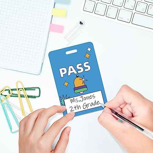 8 Pcs Writeable Hall Passes for Classrooms, Unbreakable PVC Hall Lanyards Passes for Hall Bathroom Library Office Boy Girl and Nurse Ideal for Classroom School Supplies. (Abstract)