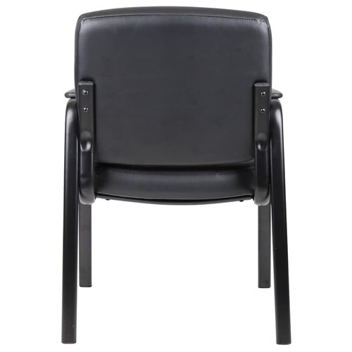 Oakestry Executive Guest Chair Black Mid Back Leatherplus Upholstered Office Chair Cushioned Seat Armrests Durable Frame Reception Conference Room Waiting Area Home Office Stylish Comfortable Seating