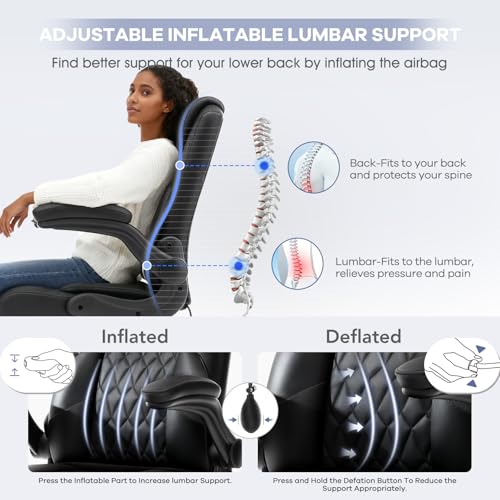 Morkprism Black Drafting Chair Tall Office Chair for Standing Desk, Height Adjustable with Inflatable Lumbar
