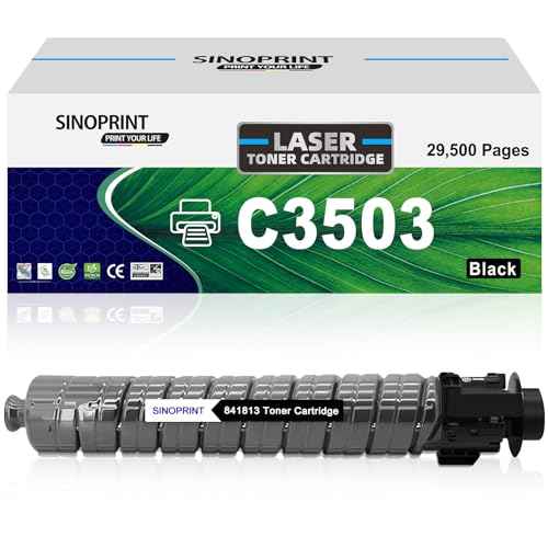 Black Toner Cartridge Compatible High Yield 29,500 Pages at 5% Coverage (Letter/A4) for Ricoh Aficio/Lanier/Savin MP C3003/MP C3503/MP C3004/MP C3504 (1-Pack)
