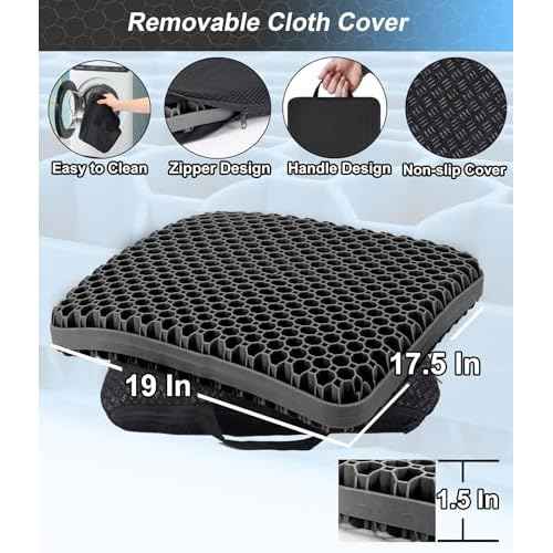 Seat Cushion, Gel Seat Cushion for Long Sitting? Back, Sciatica, Tailbone Pain Relief Pad, 19in Seat Pad for Car, Office Chair, Wheelchair, Soft Support for Long Trips